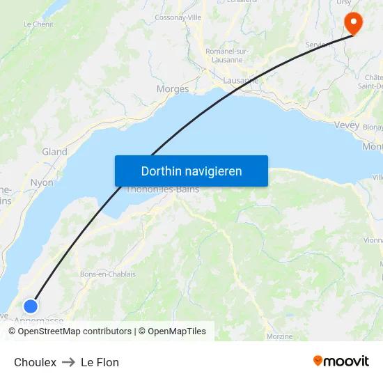 Choulex to Le Flon map
