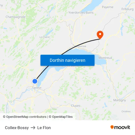 Collex-Bossy to Le Flon map