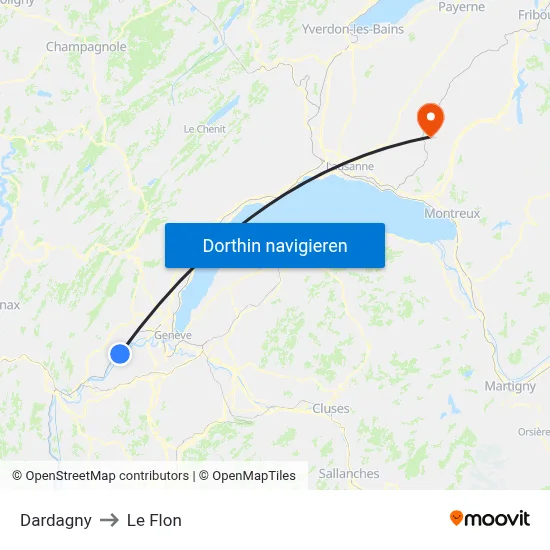 Dardagny to Le Flon map
