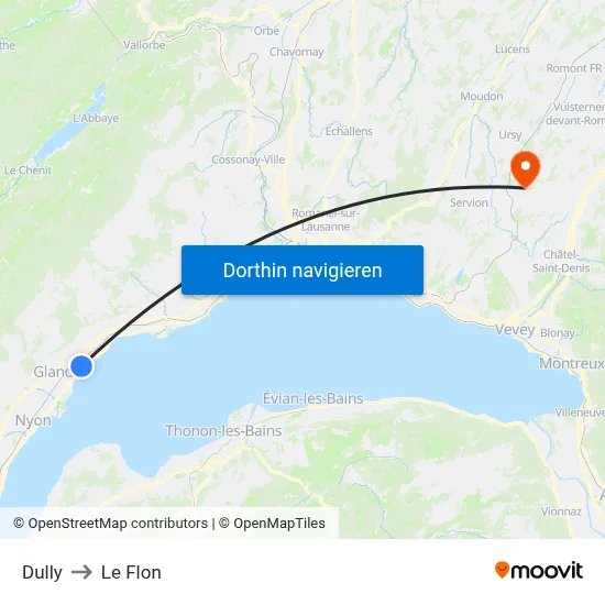 Dully to Le Flon map