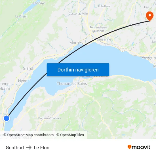 Genthod to Le Flon map