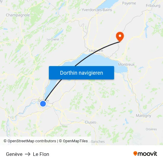 Genève to Le Flon map