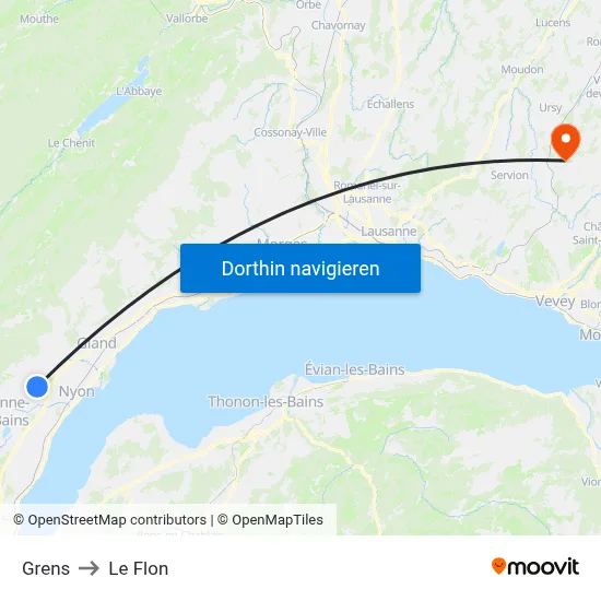 Grens to Le Flon map