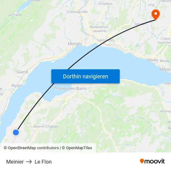 Meinier to Le Flon map