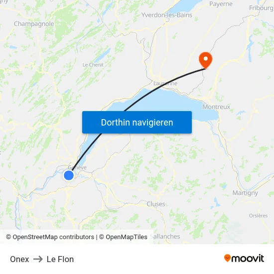 Onex to Le Flon map