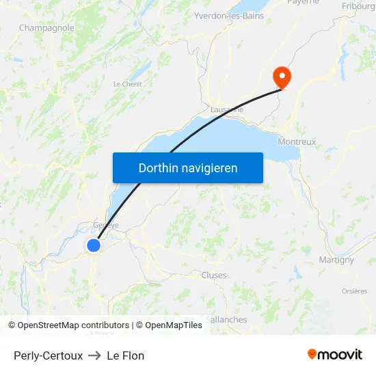 Perly-Certoux to Le Flon map