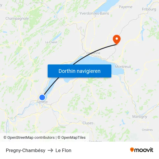Pregny-Chambésy to Le Flon map
