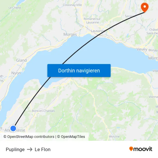 Puplinge to Le Flon map