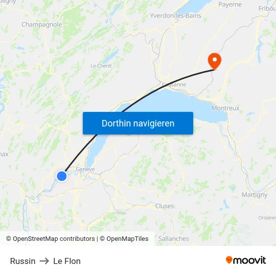 Russin to Le Flon map