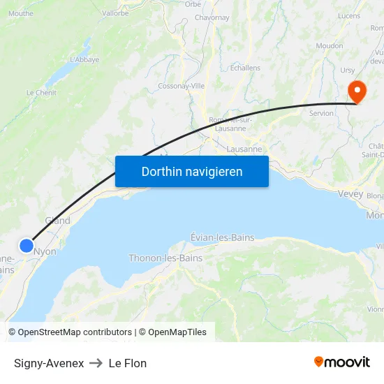 Signy-Avenex to Le Flon map