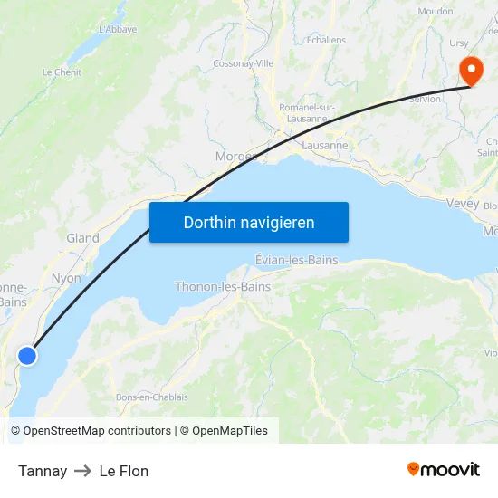 Tannay to Le Flon map
