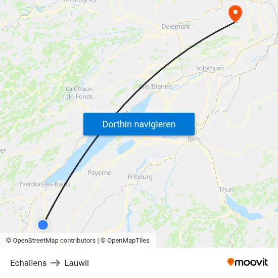 Echallens to Lauwil map