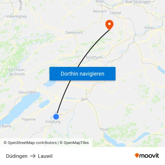 Düdingen to Lauwil map