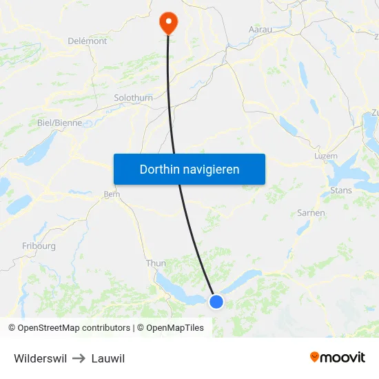 Wilderswil to Lauwil map