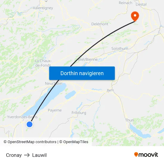 Cronay to Lauwil map