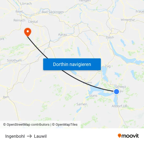 Ingenbohl to Lauwil map