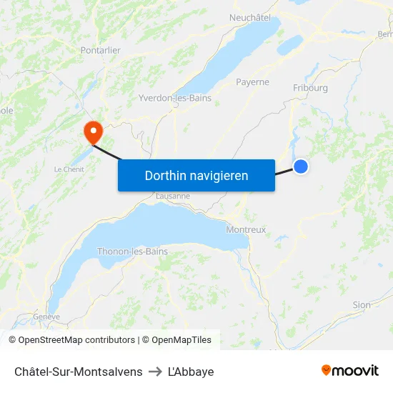 Châtel-Sur-Montsalvens to L'Abbaye map