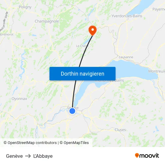Genève to L'Abbaye map