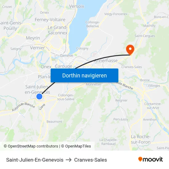 Saint-Julien-En-Genevois to Cranves-Sales map
