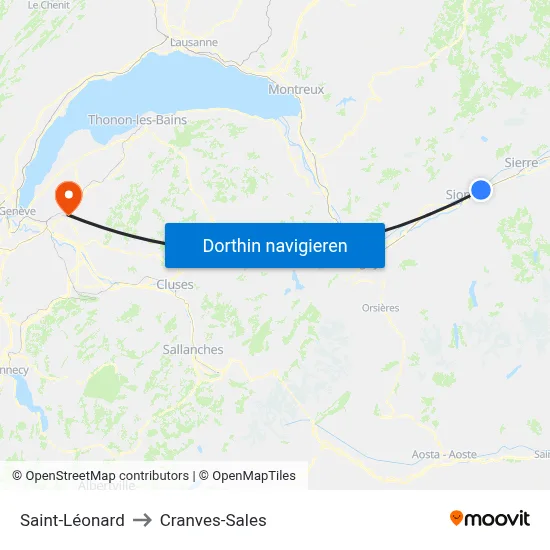 Saint-Léonard to Cranves-Sales map