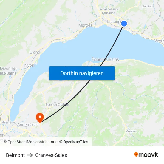 Belmont to Cranves-Sales map