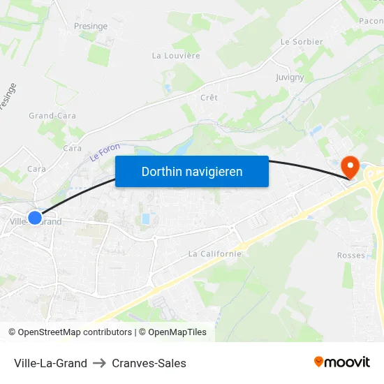Ville-La-Grand to Cranves-Sales map