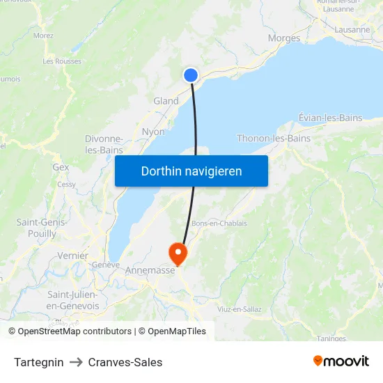 Tartegnin to Cranves-Sales map