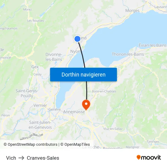 Vich to Cranves-Sales map