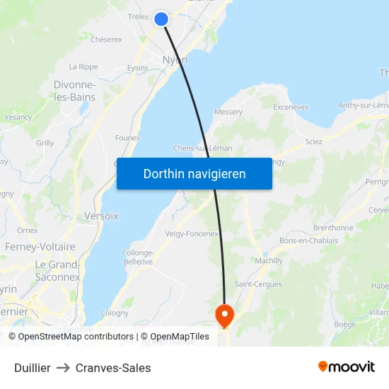 Duillier to Cranves-Sales map