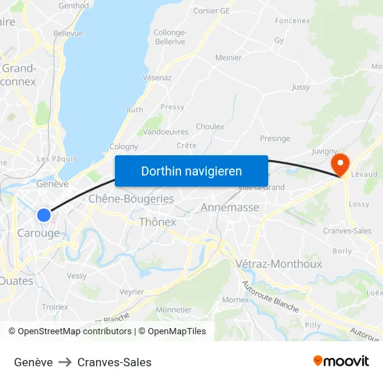 Genève to Cranves-Sales map