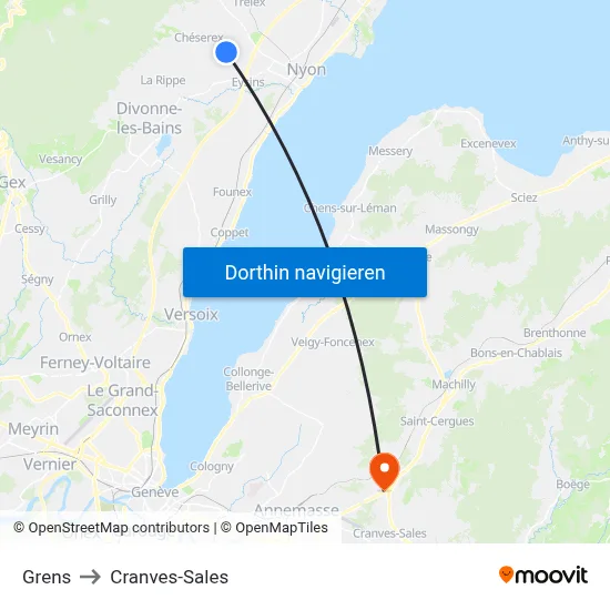 Grens to Cranves-Sales map