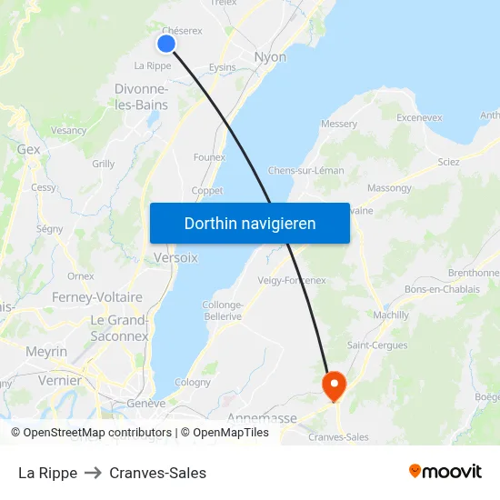 La Rippe to Cranves-Sales map