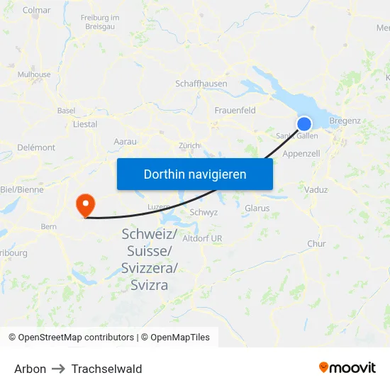 Arbon to Trachselwald map