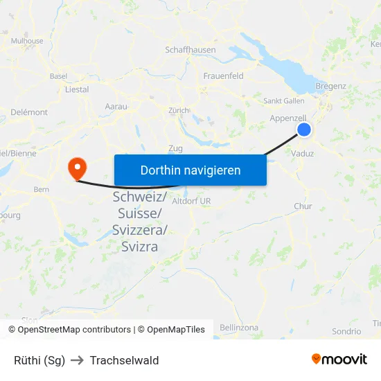 Rüthi (Sg) to Trachselwald map