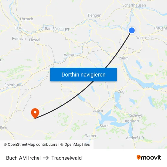 Buch AM Irchel to Trachselwald map