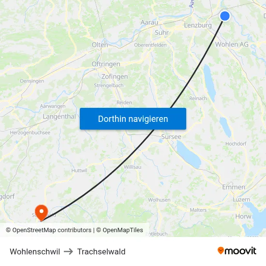 Wohlenschwil to Trachselwald map
