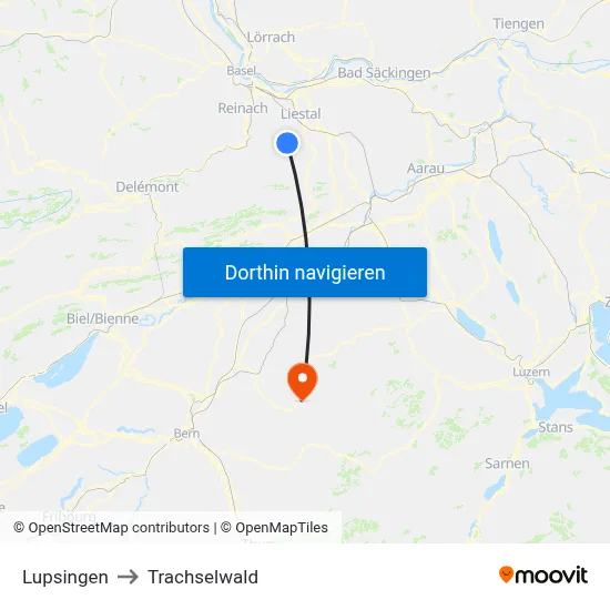 Lupsingen to Trachselwald map