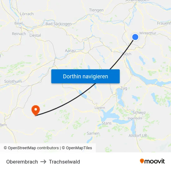 Oberembrach to Trachselwald map