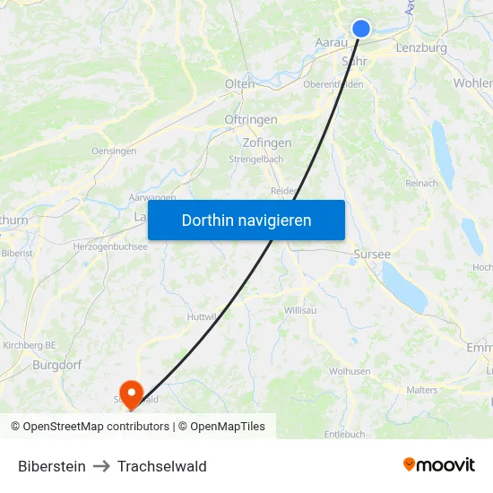 Biberstein to Trachselwald map