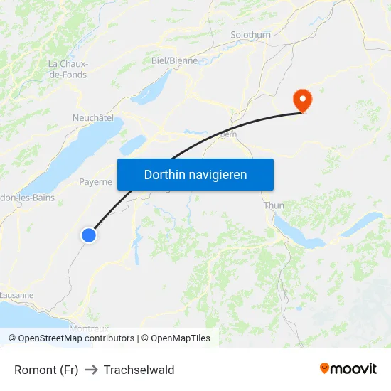 Romont (Fr) to Trachselwald map