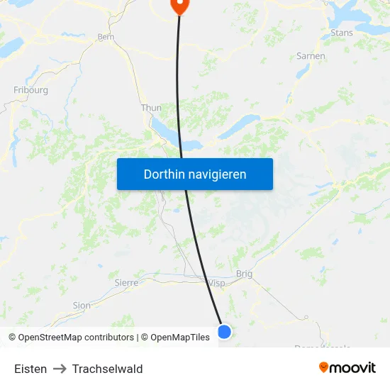 Eisten to Trachselwald map