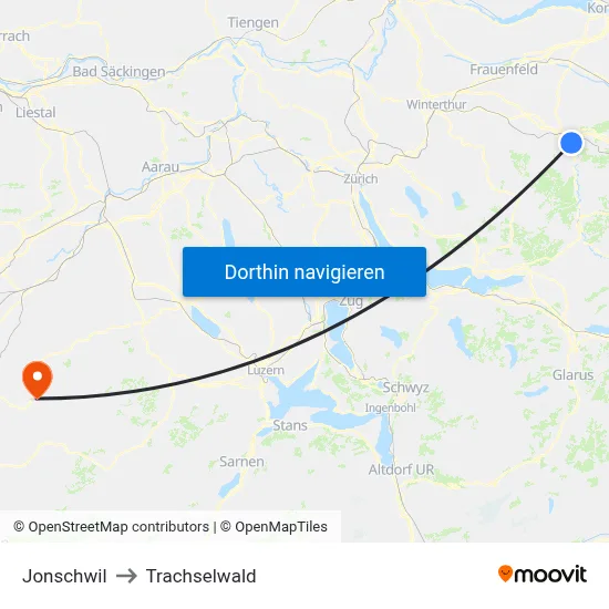 Jonschwil to Trachselwald map