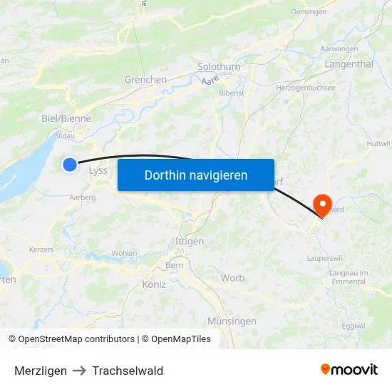 Merzligen to Trachselwald map