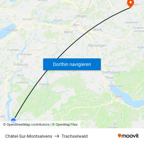 Châtel-Sur-Montsalvens to Trachselwald map
