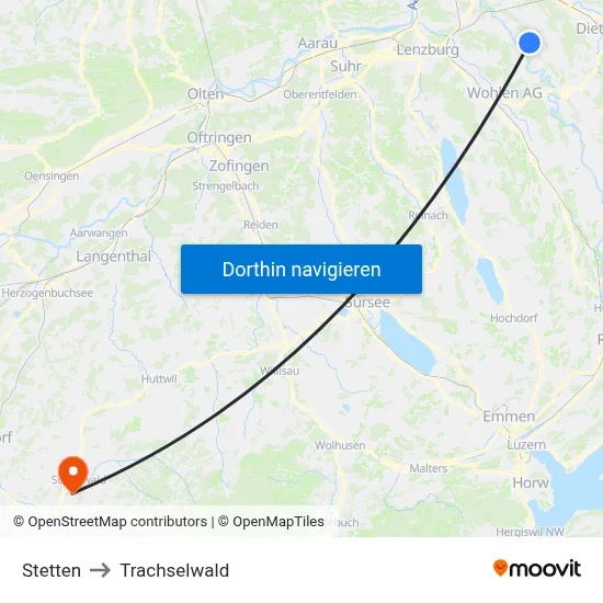Stetten to Trachselwald map
