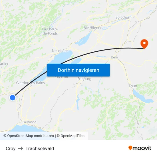 Croy to Trachselwald map
