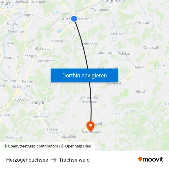 Herzogenbuchsee to Trachselwald map