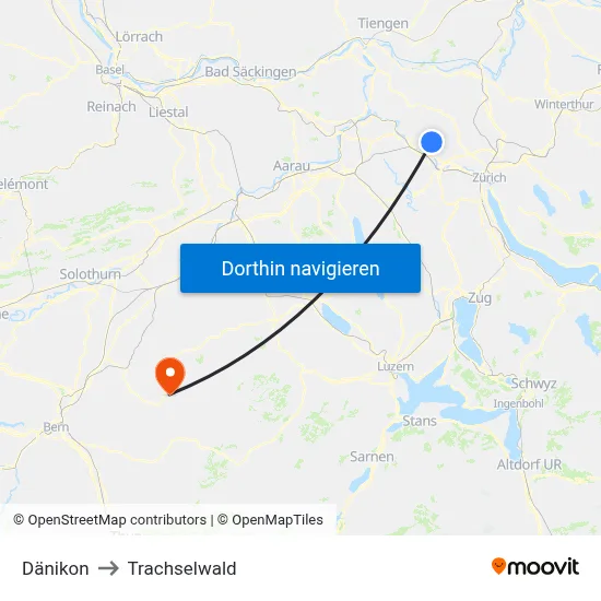 Dänikon to Trachselwald map