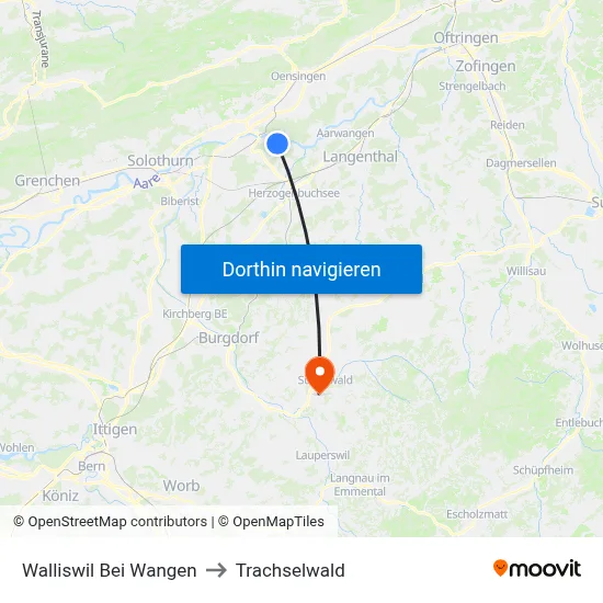 Walliswil Bei Wangen to Trachselwald map