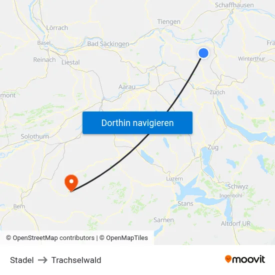 Stadel to Trachselwald map